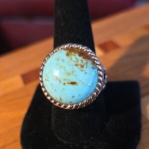Big Bold BarseTurquoise and Bronze Women's or Mens Ring Size 9.5